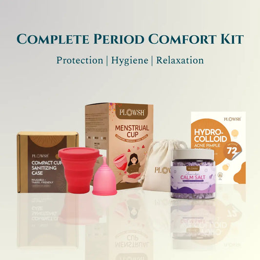 Complete Period Comfort Kit | Menstrual Cup, Sterilizer, Lavender Mineral Bath Salt & Acne Patches