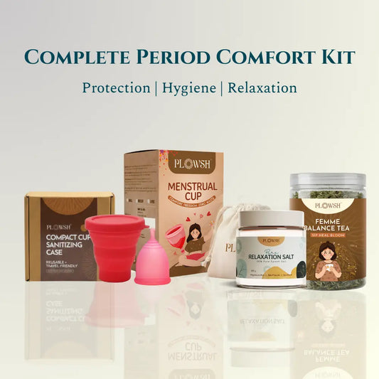 Complete Period Comfort Kit | Menstrual Cup, Sterilizer, Relaxation Bath Salt & Herbal Femme Balance Tea